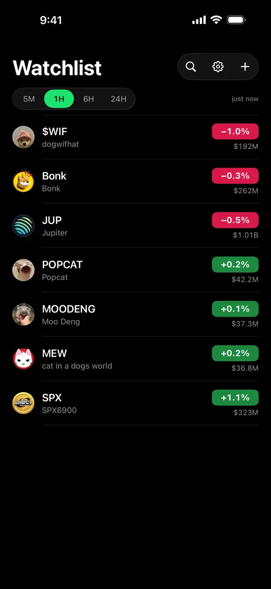 TagPrice watchlist in dark mode